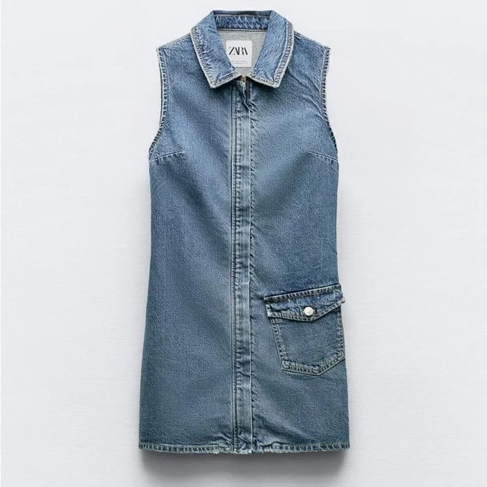 ZARA TRF FITTED DENIM DRESS - Picture 7 of 11